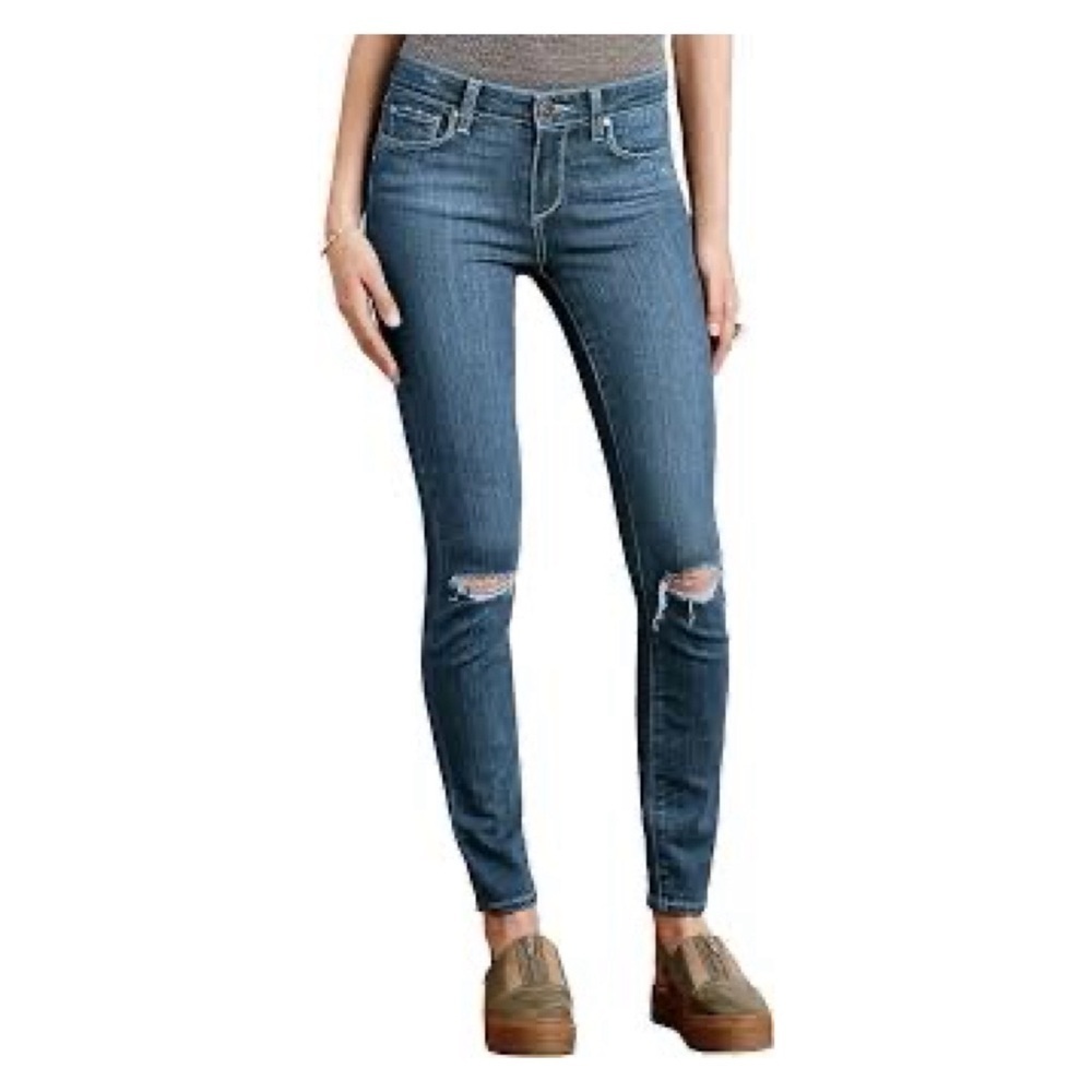 PAIGE Verdugo Ankle Skinny Jean IKE Destructed DNM981 Blue Size 31 NWOT mid rise